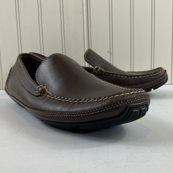 Rockport Men’s Warner Venetian Brown Leather‎ Slip On Loafers Driving Shoes 10M - Picture 2 of 14